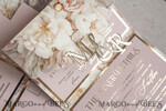 HOCHZEITS EINLADUNGEN 3-fach gefaltete Hochzeitseinladungen 3-fach Luxus Blush Pink Spiegel Gold Hochzeitseinladungen, elegante Nude Hochzeitseinladungen, Glamour Acryl Monogramm Hochzeitseinladungen, Spiegel Plexi Hochzeitseinladungsset32