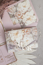 HOCHZEITS EINLADUNGEN 3-fach gefaltete Hochzeitseinladungen 3-fach Luxus Blush Pink Spiegel Gold Hochzeitseinladungen, elegante Nude Hochzeitseinladungen, Glamour Acryl Monogramm Hochzeitseinladungen, Spiegel Plexi Hochzeitseinladungsset32