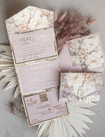 HOCHZEITS EINLADUNGEN 3-fach gefaltete Hochzeitseinladungen 3-fach Luxus Blush Pink Spiegel Gold Hochzeitseinladungen, elegante Nude Hochzeitseinladungen, Glamour Acryl Monogramm Hochzeitseinladungen, Spiegel Plexi Hochzeitseinladungsset32