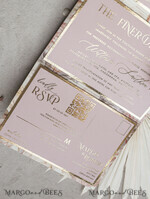 HOCHZEITS EINLADUNGEN 3-fach gefaltete Hochzeitseinladungen 3-fach Luxus Blush Pink Spiegel Gold Hochzeitseinladungen, elegante Nude Hochzeitseinladungen, Glamour Acryl Monogramm Hochzeitseinladungen, Spiegel Plexi Hochzeitseinladungsset32