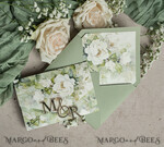 WEDDING INVITATIONS 3 fold wedding invitations  3 fold Luxury sage green Mirror gold Wedding Invitations, Elegant garden Wedding Cards, Glamour Acrylic Monogram Wedding Invites, Mirror Plexi floral Wedding Invitation Suite20