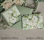 WEDDING INVITATIONS 3 fold wedding invitations  3 fold Luxury sage green Mirror gold Wedding Invitations, Elegant garden Wedding Cards, Glamour Acrylic Monogram Wedding Invites, Mirror Plexi floral Wedding Invitation Suite20