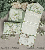 WEDDING INVITATIONS 3 fold wedding invitations  3 fold Luxury sage green Mirror gold Wedding Invitations, Elegant garden Wedding Cards, Glamour Acrylic Monogram Wedding Invites, Mirror Plexi floral Wedding Invitation Suite20