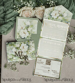 WEDDING INVITATIONS 3 fold wedding invitations  3 fold Luxury sage green Mirror gold Wedding Invitations, Elegant garden Wedding Cards, Glamour Acrylic Monogram Wedding Invites, Mirror Plexi floral Wedding Invitation Suite20