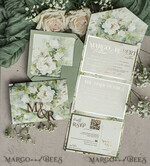 WEDDING INVITATIONS 3 fold wedding invitations  3 fold Luxury sage green Mirror gold Wedding Invitations, Elegant garden Wedding Cards, Glamour Acrylic Monogram Wedding Invites, Mirror Plexi floral Wedding Invitation Suite20