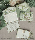 WEDDING INVITATIONS 3 fold wedding invitations  3 fold Luxury sage green Mirror gold Wedding Invitations, Elegant garden Wedding Cards, Glamour Acrylic Monogram Wedding Invites, Mirror Plexi floral Wedding Invitation Suite20