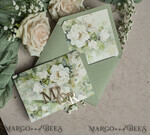 WEDDING INVITATIONS 3 fold wedding invitations  3 fold Luxury sage green Mirror gold Wedding Invitations, Elegant garden Wedding Cards, Glamour Acrylic Monogram Wedding Invites, Mirror Plexi floral Wedding Invitation Suite20