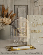 HOCHZEITS-GÄSTEBÜCHER Hochzeitsgästebuch Hochzeitsfoto-Gästebuch Perlen Gold Acryl Hochzeitsgästebuch Personalisiertes Schilderset Samt Ecru Sofort-Fotobuch Boho Elegant Instax Hochzeitsfoto-Gästebuch11