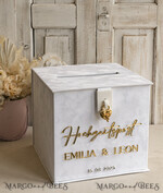 CARD BOXES hochzeitPOst Briefbox hochzeitPOst Briefbox, Spardose aus Samt für Hochzeiten, weißer Samt8