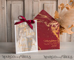 SAVE THE DATES photo vellum plexi  Maroon Gold Marble Save the Date Cards with Photo, Burgundy Vellum Save Our Dates with Photo Gold Foil Calendar Cards 15