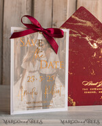 SAVE THE DATES photo vellum plexi  Maroon Gold Marble Save the Date Cards with Photo, Burgundy Vellum Save Our Dates with Photo Gold Foil Calendar Cards 15