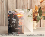 SAVE THE DATES photo vellum plexi  Callendar Clear Sage green  Gold Save the Date Cards with Photo, Plexi Clear Save Our Dates with Photo 10