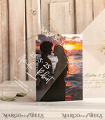 SAVE THE DATES photo vellum plexi  Callendar Clear Sage green  Gold Save the Date Cards with Photo, Plexi Clear Save Our Dates with Photo 10