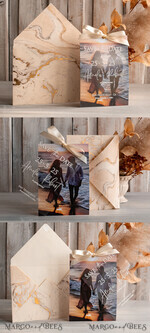 SAVE THE DATES photo vellum plexi  Callendar Clear Ivory Marble Gold Save the Date Cards with Photo, Plexi Clear Save Our Dates with Photo 10