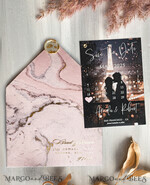 SAVE THE DATES photo vellum plexi  Blush Pink Marble Gold Save the Date Cards with Photo, Plexi Clear Save Our Dates with Photo 15