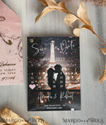 SAVE THE DATES photo vellum plexi  Blush Pink Marble Gold Save the Date Cards with Photo, Plexi Clear Save Our Dates with Photo 15