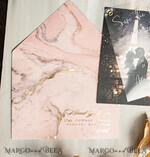SAVE THE DATES photo vellum plexi  Blush Pink Marble Gold Save the Date Cards with Photo, Plexi Clear Save Our Dates with Photo 15