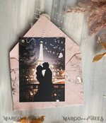 SAVE THE DATES photo vellum plexi  Blush Pink Marble Gold Save the Date Cards with Photo, Plexi Clear Save Our Dates with Photo 15