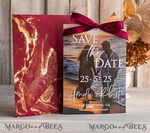 SAVE THE DATES photo vellum plexi  Callendar Clear Blush Pink Marble Gold Save the Date Cards with Photo, Plexi Clear Save Our Dates with Photo 11