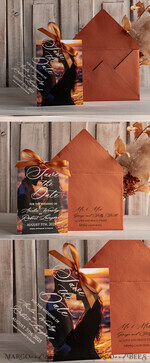 SAVE THE DATES photo vellum plexi  Callendar Clear Terracotta  Gold Save the Date Cards with Photo, Plexi Clear Save Our Dates with Photo 12