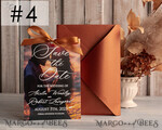 SAVE THE DATES photo vellum plexi  Callendar Clear Terracotta  Gold Save the Date Cards with Photo, Plexi Clear Save Our Dates with Photo 12