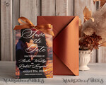 SAVE THE DATES photo vellum plexi  Callendar Clear Terracotta  Gold Save the Date Cards with Photo, Plexi Clear Save Our Dates with Photo 12