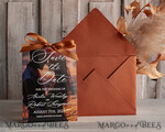 SAVE THE DATES photo vellum plexi  Callendar Clear Terracotta  Gold Save the Date Cards with Photo, Plexi Clear Save Our Dates with Photo 12