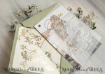SAVE THE DATES photo vellum plexi  sage green Gold Baby Breath Save the Date Cards with Photo, Vellum Save Our Dates with Photo Gold Foil Calendar Cards 16