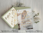 SAVE THE DATES photo vellum plexi  sage green Gold Baby Breath Save the Date Cards with Photo, Vellum Save Our Dates with Photo Gold Foil Calendar Cards 16
