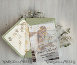 SAVE THE DATES photo vellum plexi  sage green Gold Baby Breath Save the Date Cards with Photo, Vellum Save Our Dates with Photo Gold Foil Calendar Cards 16