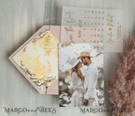 SAVE THE DATES photo vellum plexi  Pink Gold peonies Save the Date Cards with Photo, Vellum Save Our Dates with Photo Gold Foil Calendar Cards 7