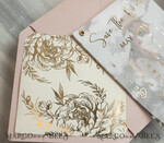 SAVE THE DATES photo vellum plexi  Pink Gold peonies Save the Date Cards with Photo, Vellum Save Our Dates with Photo Gold Foil Calendar Cards 7