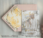 SAVE THE DATES photo vellum plexi  Pink Gold peonies Save the Date Cards with Photo, Vellum Save Our Dates with Photo Gold Foil Calendar Cards 7