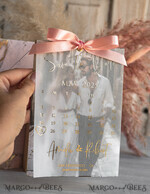 SAVE THE DATES photo vellum plexi  Pink Gold Marble Save the Date Cards with Photo, Vellum Save Our Dates with Photo Gold Foil Calendar Cards 17