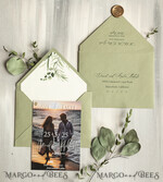SAVE THE DATES photo vellum plexi  Sage green Velvet Save the Date Cards with Photo, Greenery Plexi Clear Save Our Dates with Photo 7