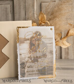 SAVE THE DATES photo vellum plexi   Save the Date Cards with Photo, Vellum Golden Save Our Dates with Photo 15