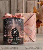 SAVE THE DATES photo vellum plexi  Callendar Clear Blush Pink Marble Gold Save the Date Cards with Photo, Plexi Clear Save Our Dates with Photo 12