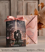 SAVE THE DATES photo vellum plexi  Callendar Clear Blush Pink Marble Gold Save the Date Cards with Photo, Plexi Clear Save Our Dates with Photo 12