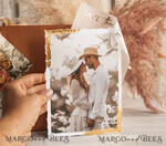 SAVE THE DATES photo vellum plexi   Terracotta Save the Date Cards with Photo, Burnt Orange Vellum Golden Save Our Dates with Photo 14