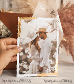 SAVE THE DATES photo vellum plexi   Terracotta Save the Date Cards with Photo, Burnt Orange Vellum Golden Save Our Dates with Photo 14