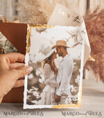SAVE THE DATES photo vellum plexi   Terracotta Save the Date Cards with Photo, Burnt Orange Vellum Golden Save Our Dates with Photo 14