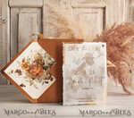 SAVE THE DATES photo vellum plexi   Terracotta Save the Date Cards with Photo, Burnt Orange Vellum Golden Save Our Dates with Photo 14