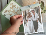 SAVE THE DATES photo vellum plexi  Sage green  Save the Date Cards with Photo, Baby breath lowers Save Our Dates with Photo Gold Foil Calendar Cards 10