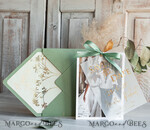 SAVE THE DATES photo vellum plexi  Sage green  Save the Date Cards with Photo, Baby breath lowers Save Our Dates with Photo Gold Foil Calendar Cards 10