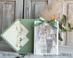 SAVE THE DATES photo vellum plexi  Sage green  Save the Date Cards with Photo, Baby breath lowers Save Our Dates with Photo Gold Foil Calendar Cards 10