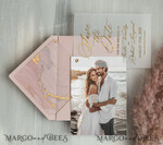SAVE THE DATES photo vellum plexi  Pink Gold Marble Save the Date Cards with Photo, Vellum Save Our Dates with Photo Gold Foil Calendar Cards 17