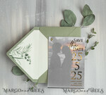 SAVE THE DATES photo vellum plexi  sage green Gold eucalyptus Save the Date Cards with Photo, Vellum Save Our Dates with Photo Gold Foil Calendar Cards 9