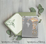 SAVE THE DATES photo vellum plexi  sage green Gold eucalyptus Save the Date Cards with Photo, Vellum Save Our Dates with Photo Gold Foil Calendar Cards 9