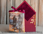 SAVE THE DATES photo vellum plexi  Maroon Burgundy Callendar Clear Gold Save the Date Cards with Photo, Plexi Save Our Dates with Photo 16