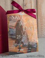 SAVE THE DATES photo vellum plexi  Maroon Burgundy Callendar Clear Gold Save the Date Cards with Photo, Plexi Save Our Dates with Photo 16